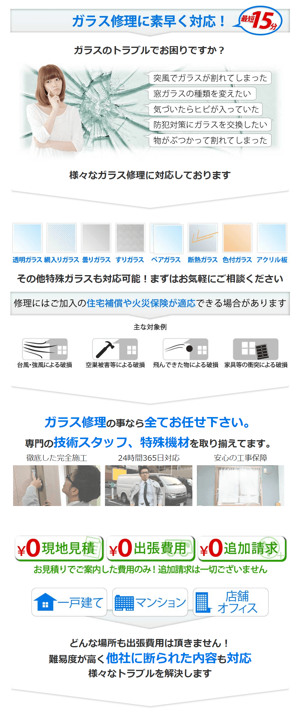 【緊急対応】ガラス修理解決